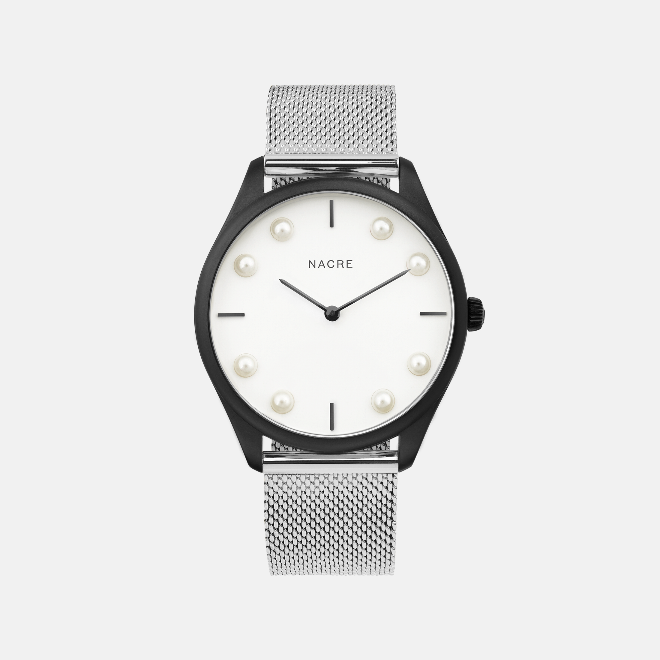 Lune 8 - Matte Black and White - Stainless Steel Mesh
