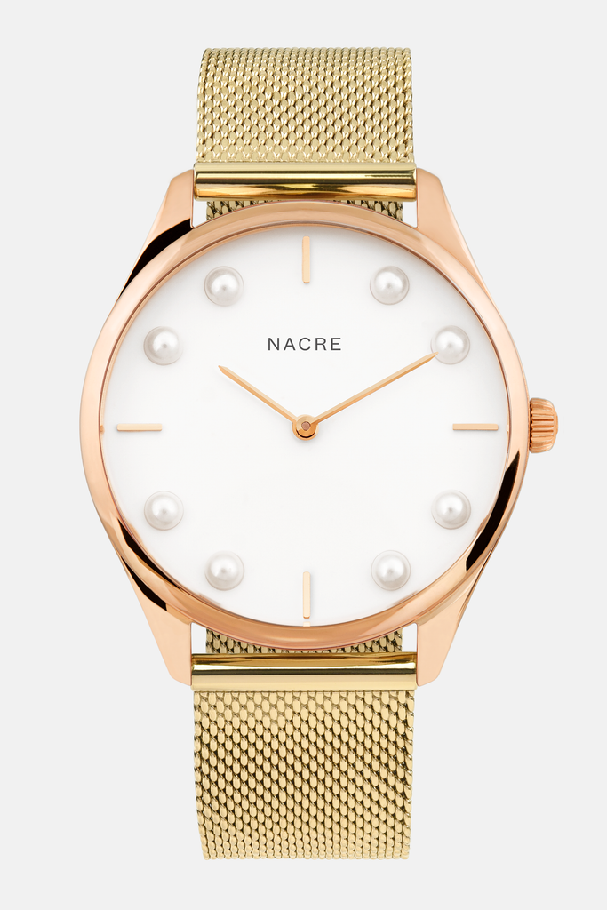 Lune 8 - Rose Gold and White - Gold Mesh – Nacre display picture 2